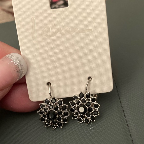 I am Earrings with Black Stones- NWT - Picture 4 of 4